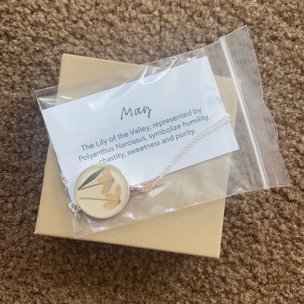 NWT Uncommon Goods May Birth Month Flower Necklace